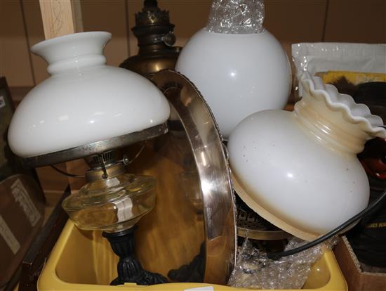 Four oil lamps and a tray